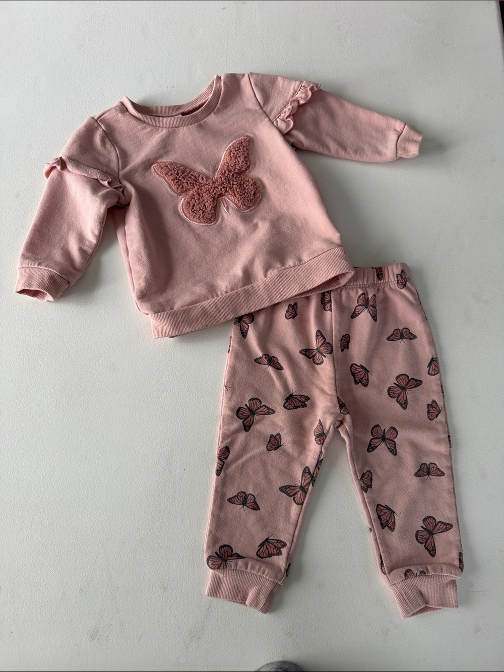 PL Baby - Pink Butterfly Sweatshirt & Legging Set